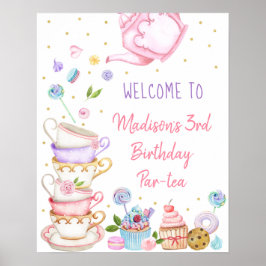 Blommigten Tea Party Rosa Guld Poster
