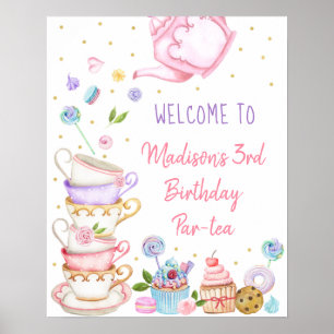 Blommigten Tea Party Rosa Guld Poster