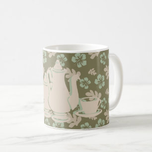 Blommigten Tea Set och Hibiscus Taupe Kaffemugg