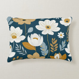 Blommigten Teal, blue och guld Prydnadskudde