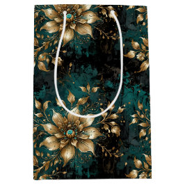 Blommigten Teal & Guld Grunge