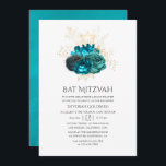 Blommigten Teal och Guld Bat mitzvah Inbjudningar<br><div class="desc">Turkos - bat mitzvah inbjudan vid teal och guld vintage designat för att snabbt och enkelt kunna anpassas till dina händelsespecifikationer.</div>