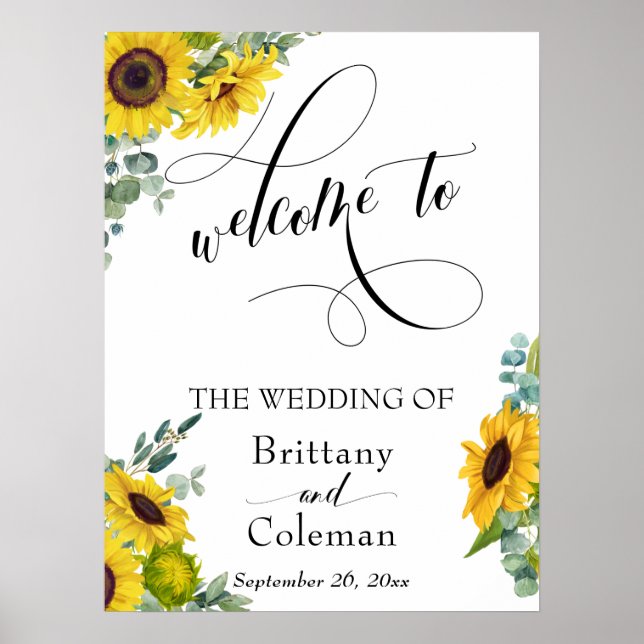 Blommigten Teckenutforska typografi Bröllop Poster (Framsidan)