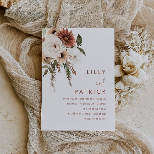 Blommigten Terracotta Bröllop Magnetisk Inbjudningskort (Skapare uppladdad)