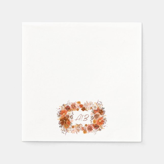 Blommigten Terracotta Bröllop Pappersservett (Framsidan)