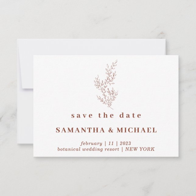 Blommigten Terracotta Indie Autumn Spara datumet Inbjudningar (Framsida)