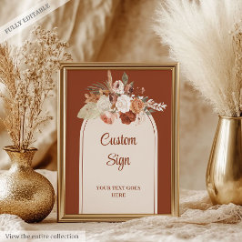 Blommigten Terracotta Pampas Sage Boho Poster