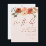 Blommigten Terracotta Watercolor sparar datumet Spara Datumet<br><div class="desc">Vacker terracotta-blommigt med vattenfärg Sparar datumet med en minimal och modern utformning.</div>