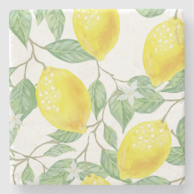 Blommigten trendig Lemon Watercolor Stenunderlägg (Framsidan)