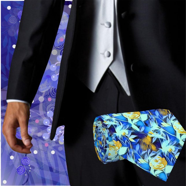 Blommigten Tropical Flowers Skriv ut Slips (Make an impression with this stylish men's abstract floral fashion necktie. Great for the office)