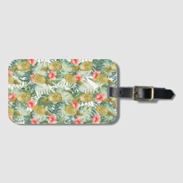 Blommigten Tropiska Hibiscus Guld-ananas Bagagebricka