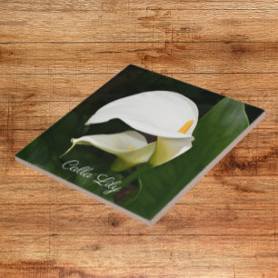 Blommigten Two White Calla Lilies Kakelplatta