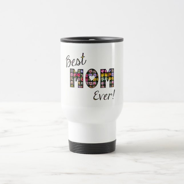 Blommigten Typografi över bästa Mamma någonsin-Ele Resemugg (Center)