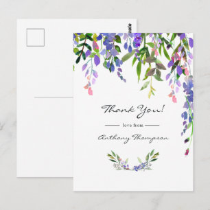 Blommigten Ultra Violet Bröllop Watercolor Vykort