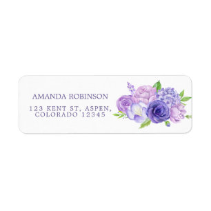 Blommigten Ultra Violet Watercolor Returadress Etikett