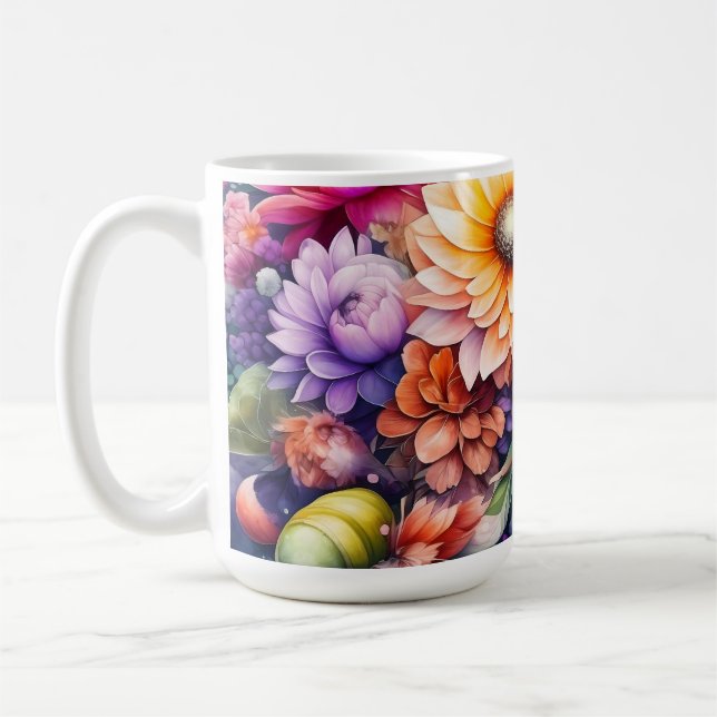 Blommigten Vackerfärg Kaffemugg (Vänster)