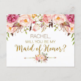 Blommigten Vår blir du Maid of honor-kort Inbjudningar
