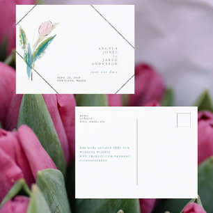 Blommigten Vår Colorful Watercolor Spara datum Vykort