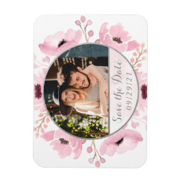 Blommigten Vår Pinks Watercolor Spara datum Magnet