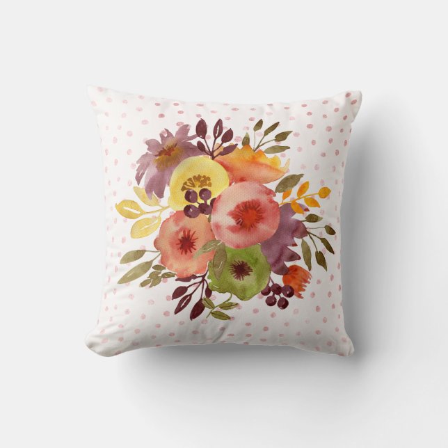Blommigten vår Watercolor Bouquet Design Kudde (Framsida)
