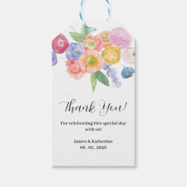 Blommigten vår Watercolor Presentetikett