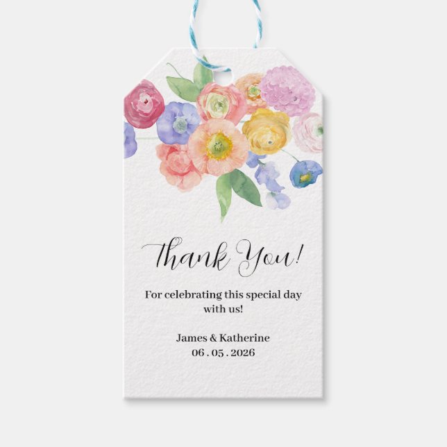 Blommigten vår Watercolor Presentetikett (Framsidan)