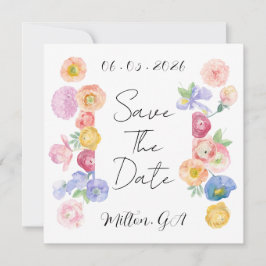 Blommigten Vår Watercolor sparar datumkortet