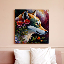 Blommigten varg Porträtt Art Canvastryck