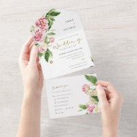 BLOMMIGTEN VATTENFÄRG BRÖLLOP A I DEN ROSAN GRÖNT