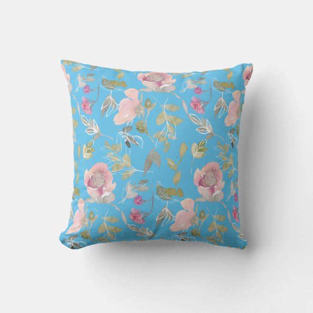 Blommigten Vattenfärg Doodle Dekorativ kudde (Framsida)