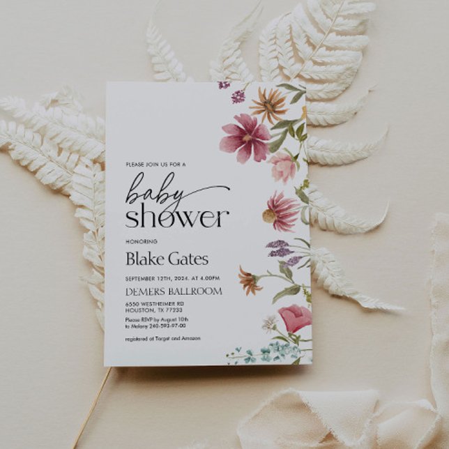 Blommigten Vattenfärg för inbjudan till babyvisnin (Skapare uppladdad)