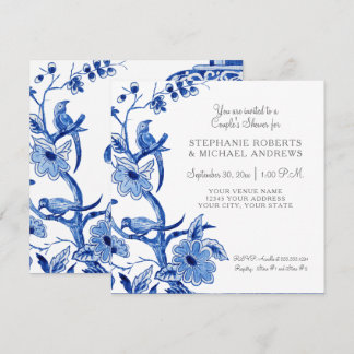 Blommigten Vattenfärg i par Shower Blue Asian Chin Inbjudningar