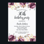 Blommigten Vattenfärg Lila Bloom 30års födelsedag  Inbjudningar<br><div class="desc">Mer söt Blommigt på födelsedagsinbjudningar i Little Bayleigh Store!</div>