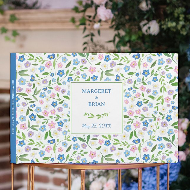 Blommigten Vattenfärgad Elegant Namnteckning Bröll Gästböcker (Watercolor Elegant Floral Signature Wedding Guest Book)