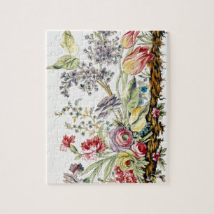 Blommigten Vattenfärgad Vintage Pussel