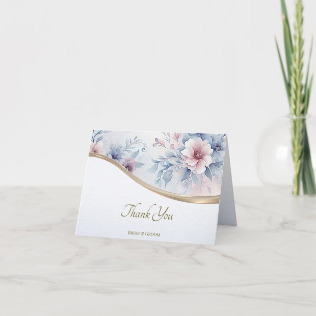 Blommigten Vattenskärg blå Rosa Tack för ditt kort (Framsida)