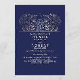 Blommigten vid flottan - Externa Romantik Guld Brö Inbjudningar