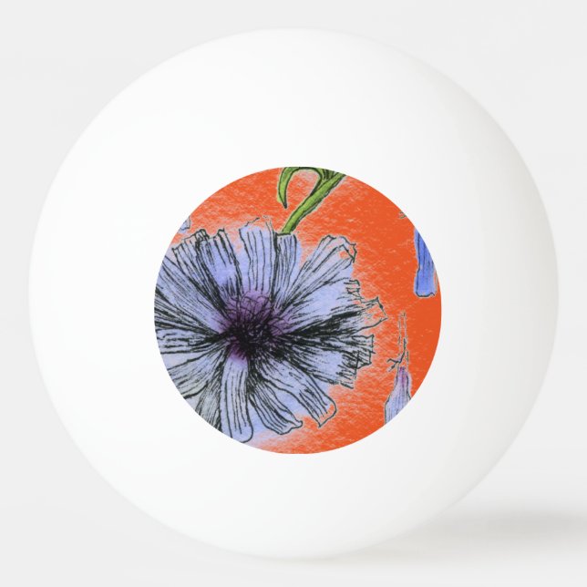 blommigten "Vild Cikoria" Ping Pong Boll (Framsidan)