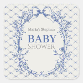 blommigten vintage Coquette Blue Bow Fyrkantigt Klistermärke