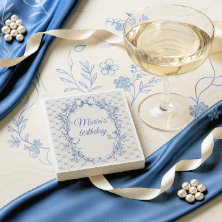blommigten vintage Coquette Blue Bow Pappersservett