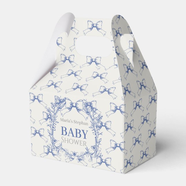 blommigten vintage Coquette Blue Bow Presentaskar (Framsidan Sidan)