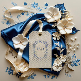 blommigten vintage Coquette Blue Bow Presentetikett