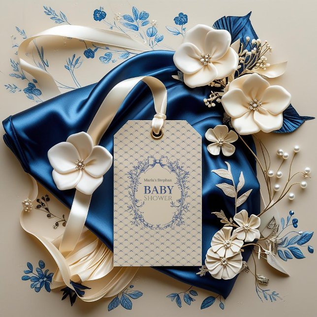 blommigten vintage Coquette Blue Bow Presentetikett (Skapare uppladdad)