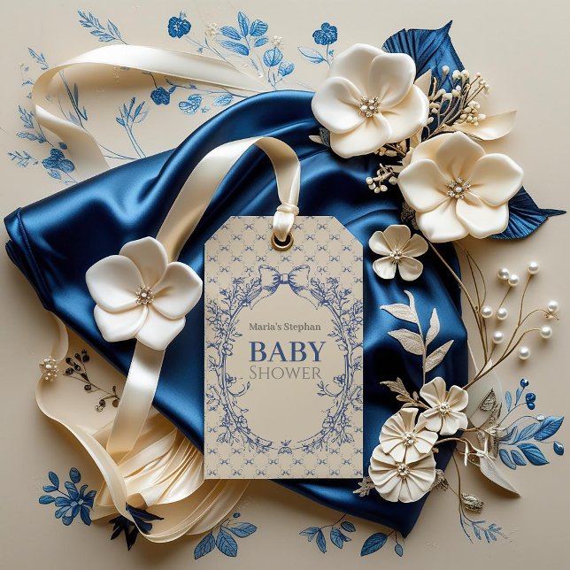 blommigten vintage Coquette Blue Bow Presentetikett (Skapare uppladdad)