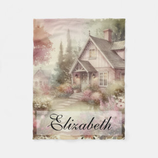 blommigten vintage Fall Scenery Cottage löv  Fleecefilt