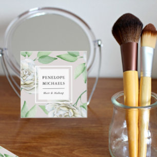Blommigten vintage Se vit vattenfärg Fyrkantigt Visitkort