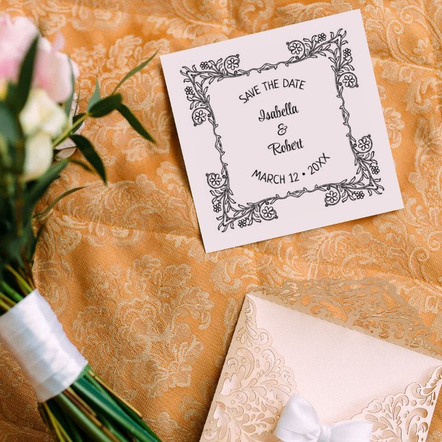 Blommigten vintage Spara datum Bröllop Stämpel (Skapare uppladdad)