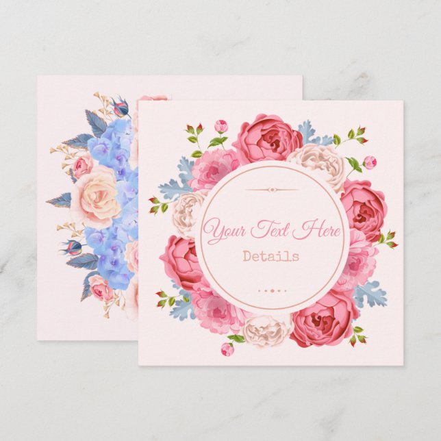 Blommigten vintage Spara datum Datumet (Fram/baksida)