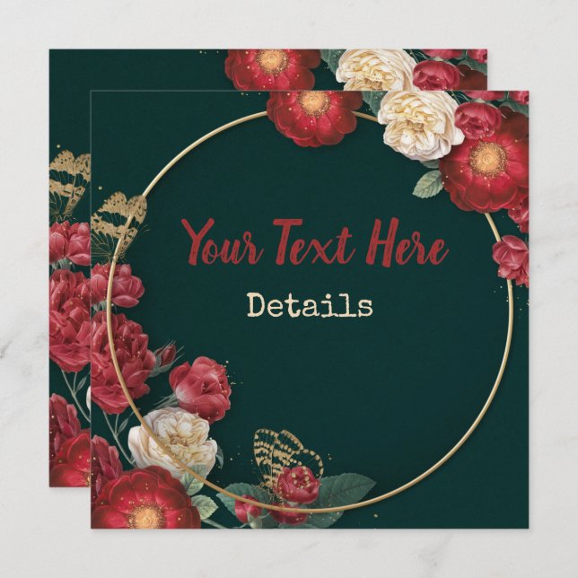 Blommigten vintage Spara datum Spara Datumet (Fram/baksida)