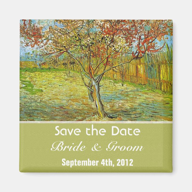 blommigten vintage sparar datumet bröllop. magnet (Framsidan)